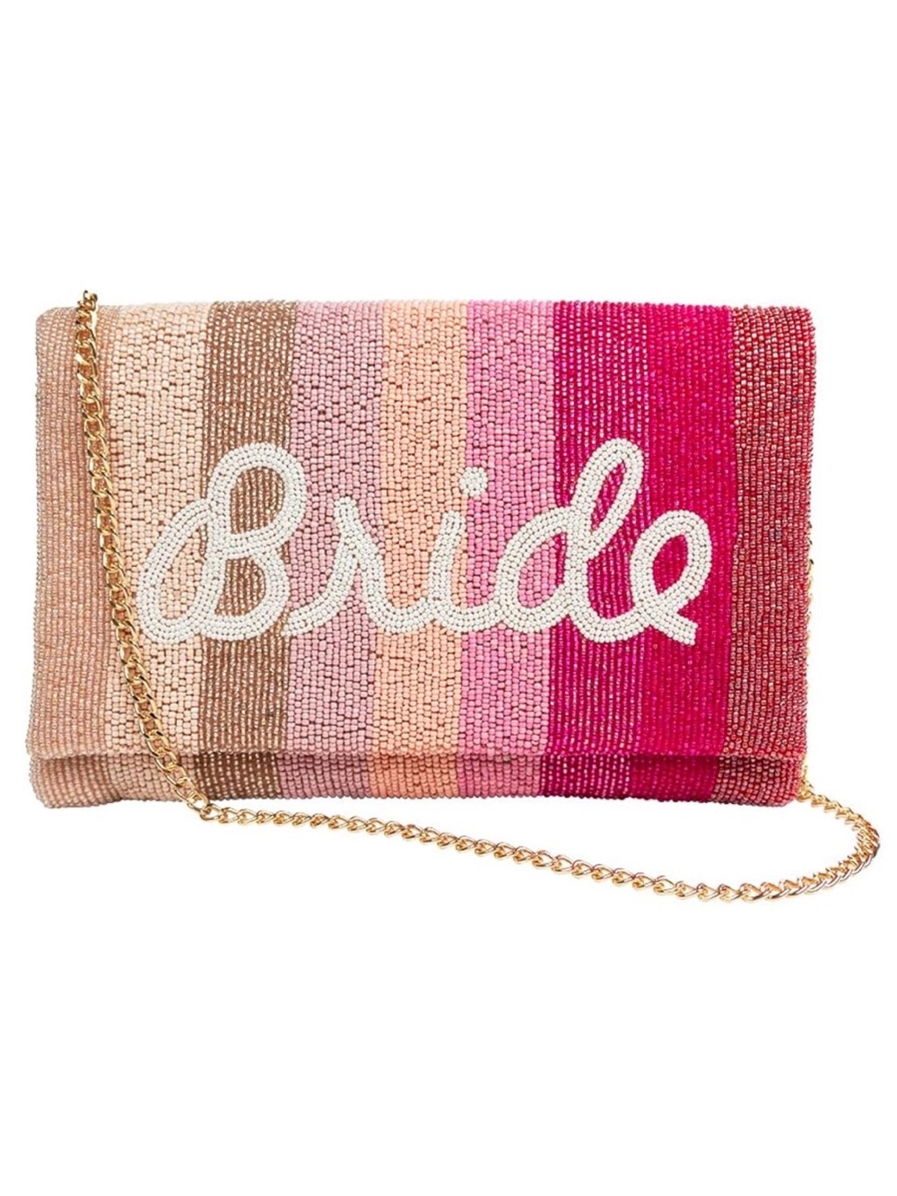 PINK Lovers! Bride Beaded Stripe Clutch Bag